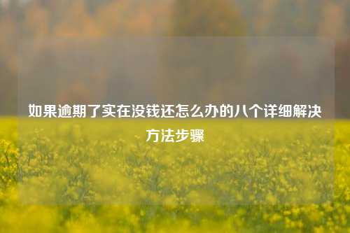 如果逾期了实在没钱还怎么办的八个详细解决方法步骤
