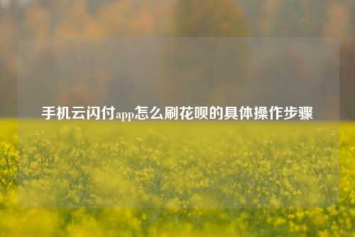 手机云闪付app怎么刷花呗的具体操作步骤