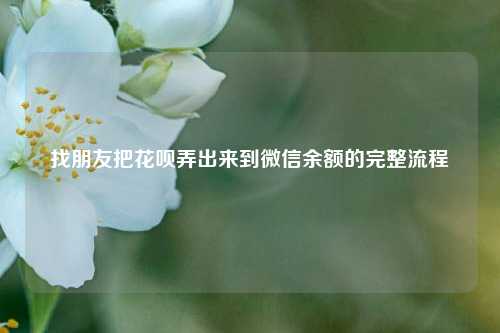 找朋友把花呗弄出来到微信余额的完整流程